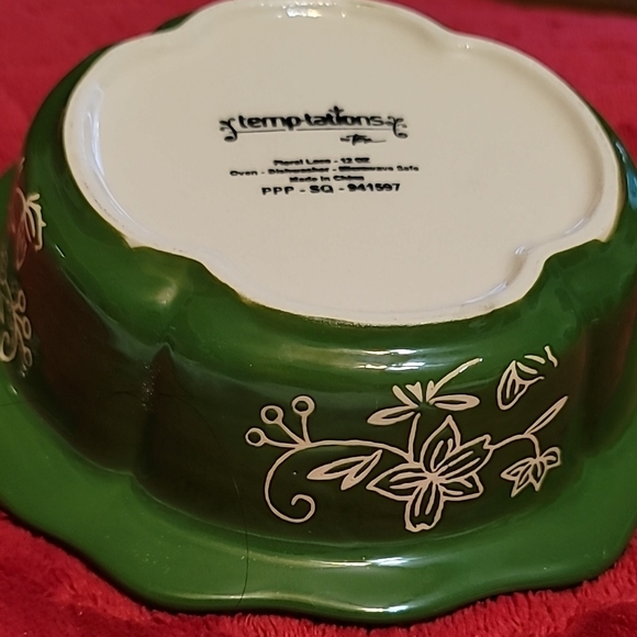 Set of 2 Green Floral Lace Side / Salad Bowls. - Picture 3 of 5